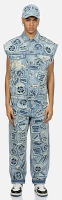 EVISU 寬鬆破損牛仔背心多徽章設計 2ESHTM4VS8109LFDN Details for EVISU 寬鬆破損牛仔背心多徽章設計 2ESHTM4VS8109LFDN
