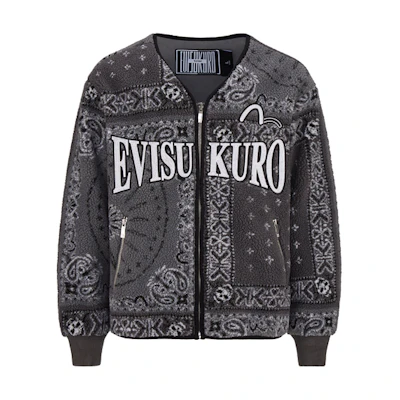 EVISU Paisley Print Fleece Jacket - Gray 2EAGNM0JK759FF