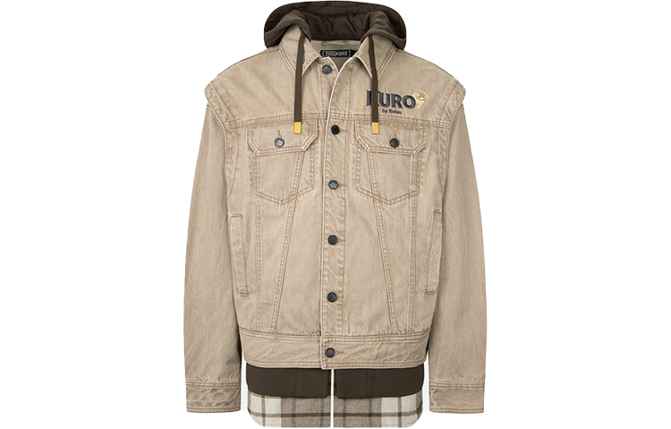 EVISU  Patchwork Denim Jacket with Embroidery in Khaki. 2EAGNM2DJ700LFCT 圖 3