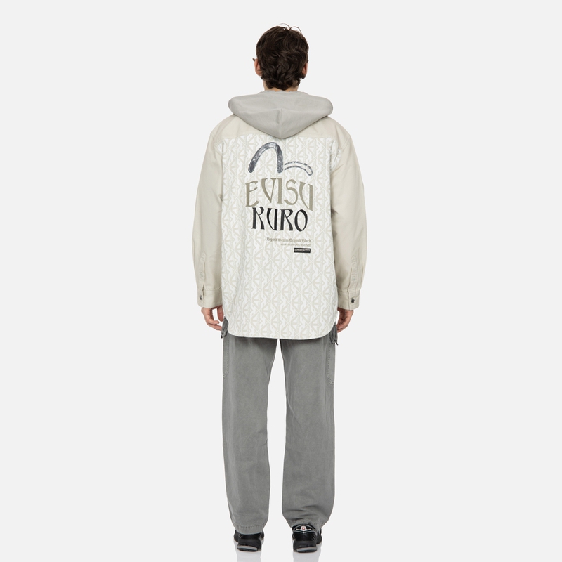 EVISU  Patchwork Wide-Fit Shirt Jacket. 2ESGNM4SJ5094LFCT 圖 6