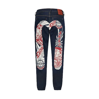 EVISU Patterned Printed Loose Fit Biker Jeans. 2EAHTM1JO903LFCS