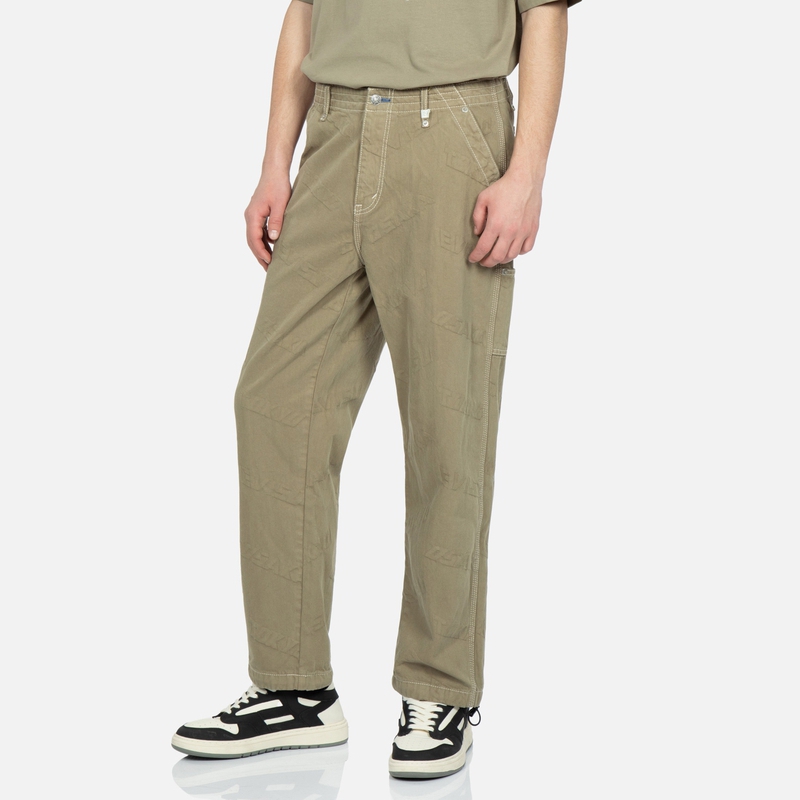 Shop EVISU 胡椒色鷹標壓紋休閒長褲 2ESHTM3PT193LFCT