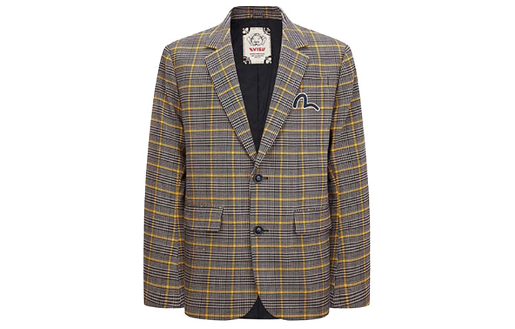 EVISU  Plaid Embroidered Casual Blazer Jacket. 2EAHTM1BZ720OSPS