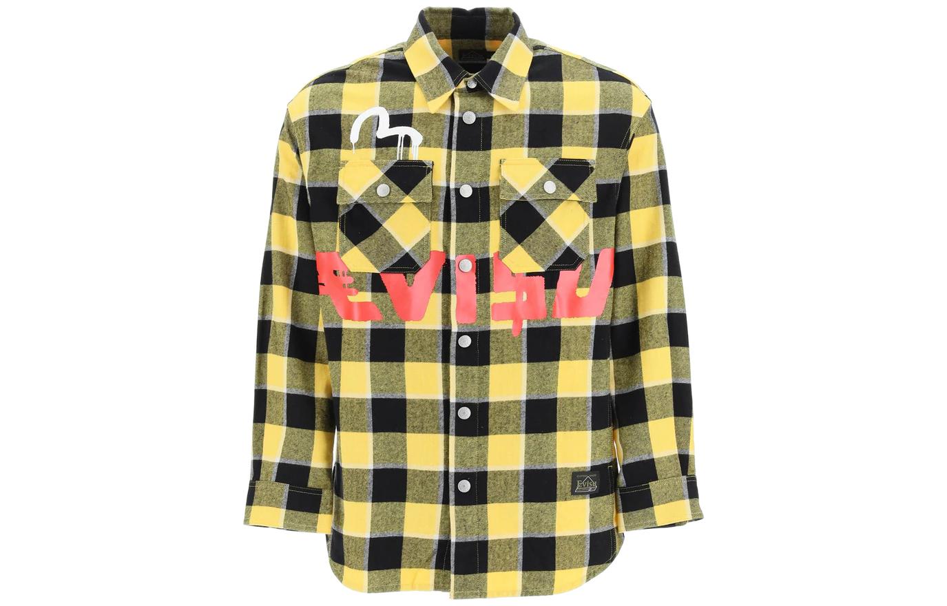 Order EVISU Kemeja Lengan Panjang Kapas Logo Kotak-Kotak Kuning. 2EAEBM1SL131OSCT