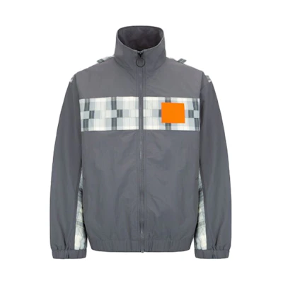 EVISU Plaid Patchwork Multi-Color Windbreaker Jacket. 2ESGNM2JK747LFNY