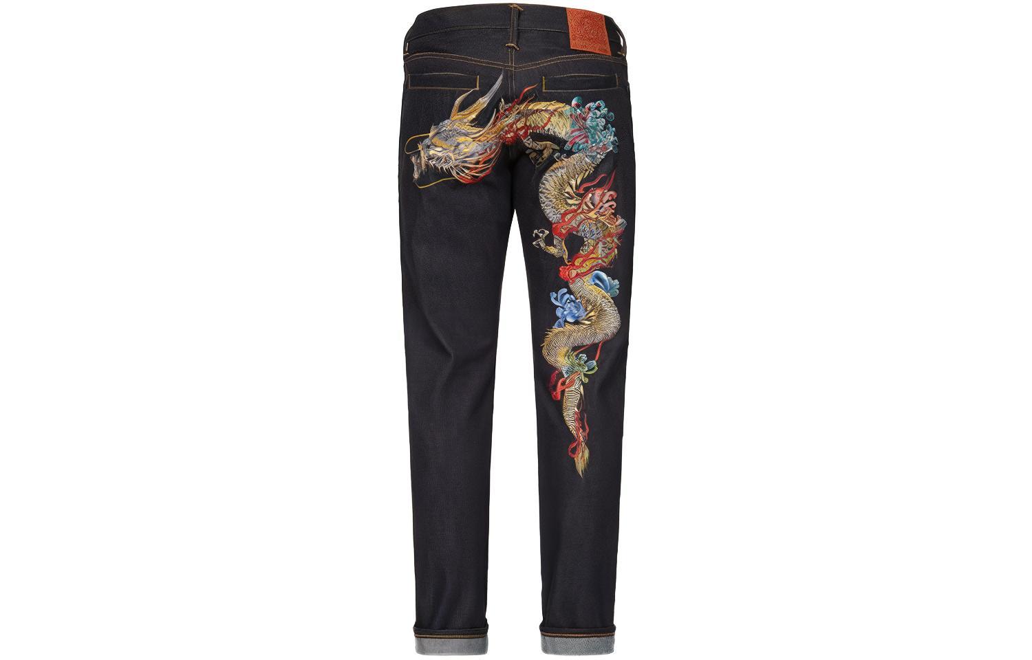 EVISU  Poseidon Embroidered Floral Jeans Denim Blue. 2EAHTM1JE10117CT