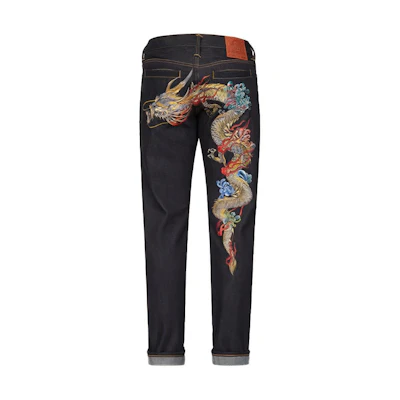 EVISU Poseidon Embroidered Floral Jeans Denim Blue. 2EAHTM1JE10117CT