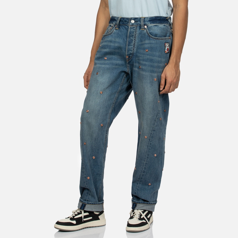 EVISU  Regular Fit Jeans with Rivet Details and Seagull Appliqué. 2ESHTM4JE11403DCT 圖 5