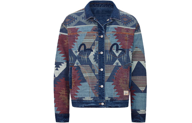 EVISU  Reversible Denim Jacket with Seagull Embroidery in Denim Blue. 2ESHTM1DJ706LF 圖 4