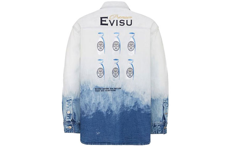 EVISU  Sake Bottle Embroidered Tie-Dye Denim Jacket - White 2ESHTM1SJ721LF 圖 3