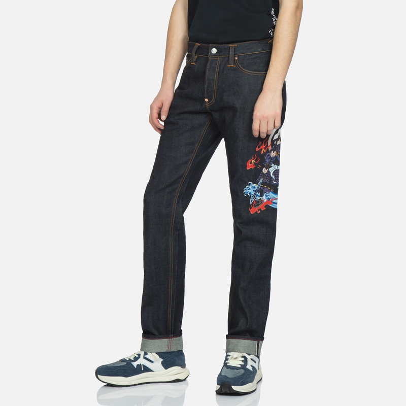 Shop EVISU Jeans Casuales de Mezclilla con Estampado Seagull Samurai. 2ESHTM3JE15610CS