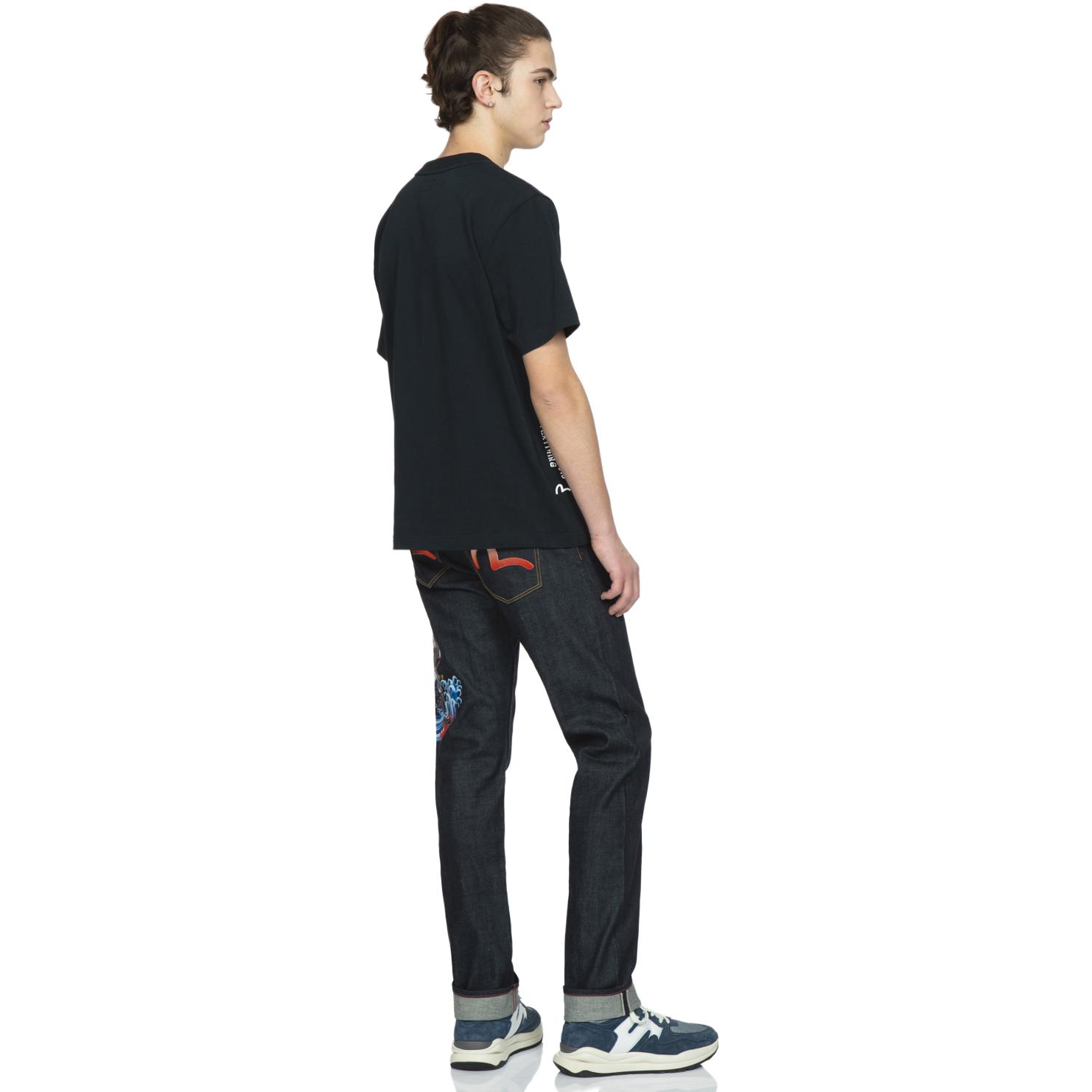 Sizing EVISU Jeans Casuales de Mezclilla con Estampado Seagull Samurai. 2ESHTM3JE15610CS