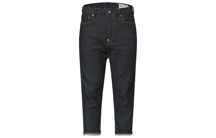 EVISU  Seagull & Buddha Embroidered Cropped Denim Jeans in Blue. 2ESHTM1JE10727 圖 3