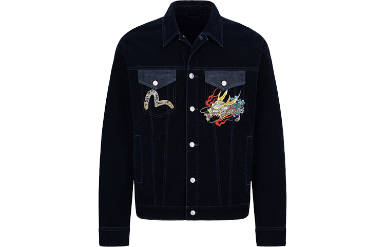 EVISU  Seagull Embroidery Big M Dragon Denim Jacket - Blue 2EAHTM1DJ702LFCT