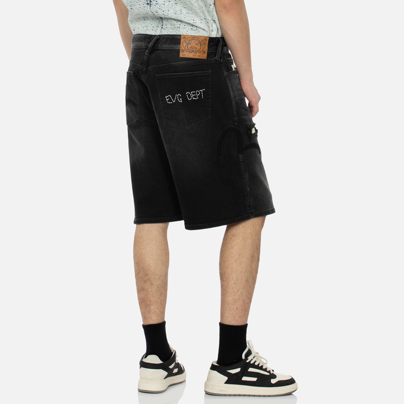 Purchase EVISU カモメパッチ刺繡デニムショーツ 仏プリント入り. 2ESHTM4DS8037RXDP