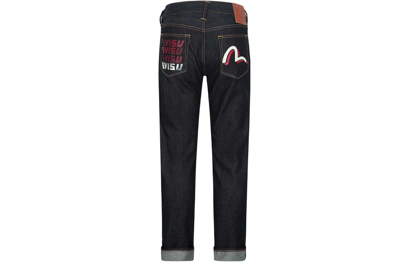 EVISU  Seagull Print Slim Straight Jeans in Denim Blue. 2EAEPM3JE1174XXCT 圖 3