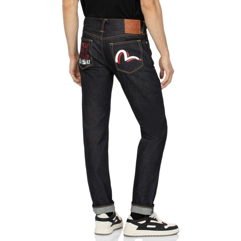 EVISU  Seagull Print Slim Straight Jeans in Denim Blue. 2EAEPM3JE1174XXCT 圖 5