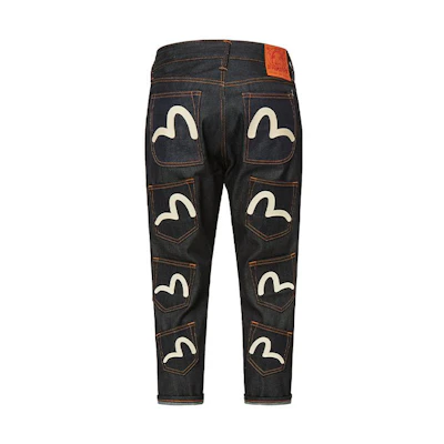 EVISU Seagull Printed Cropped Jeans Indigo Blue Denim Pants. 2ESHTM1JE11327