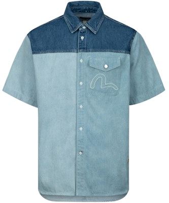 EVISU Kemeja Denim Lengan Pendek dengan Patch Logo Warna Biru. 2ESHTM3SS118LFDN Lookbook EVISU Kemeja Denim Lengan Pendek dengan Patch Logo Warna Biru. 2ESHTM3SS118LFDN