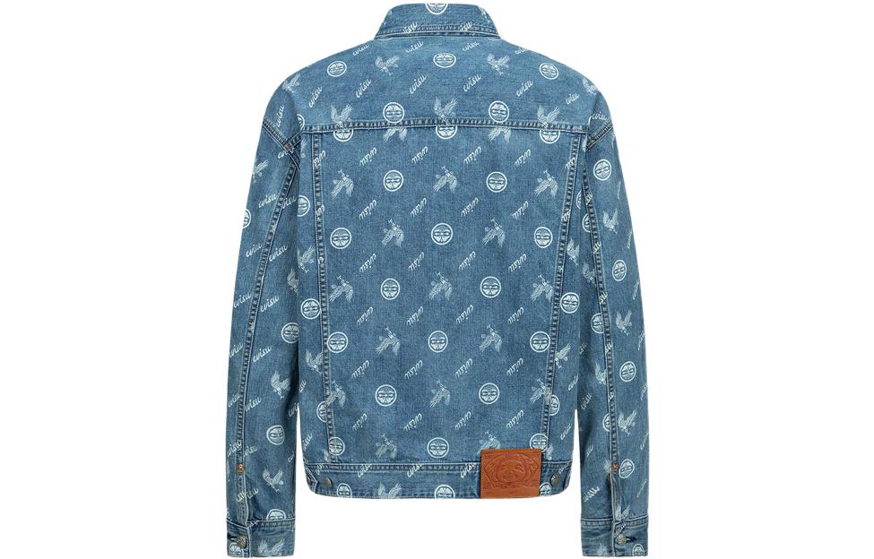 EVISU  Single-Breasted Denim Jacket with Print in Blue. 2ESHTM3DJ114LFCT 圖 3