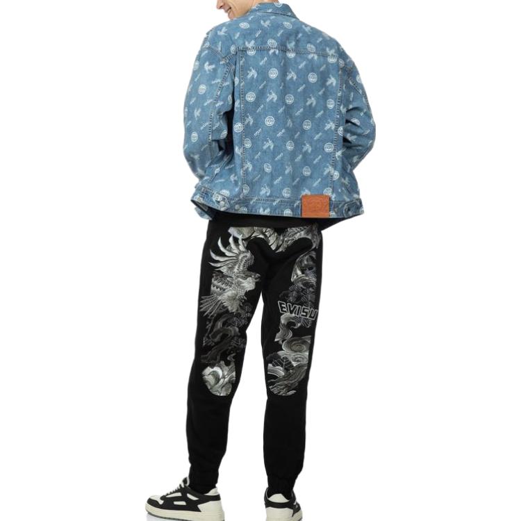 EVISU  Single-Breasted Denim Jacket with Print in Blue. 2ESHTM3DJ114LFCT 圖 5