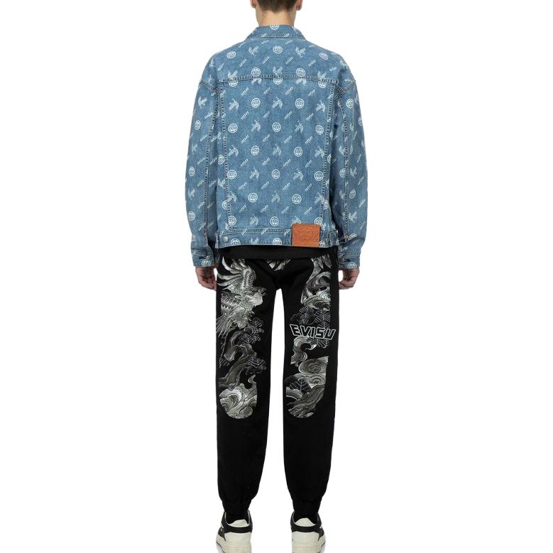 EVISU  Single-Breasted Denim Jacket with Print in Blue. 2ESHTM3DJ114LFCT 圖 6