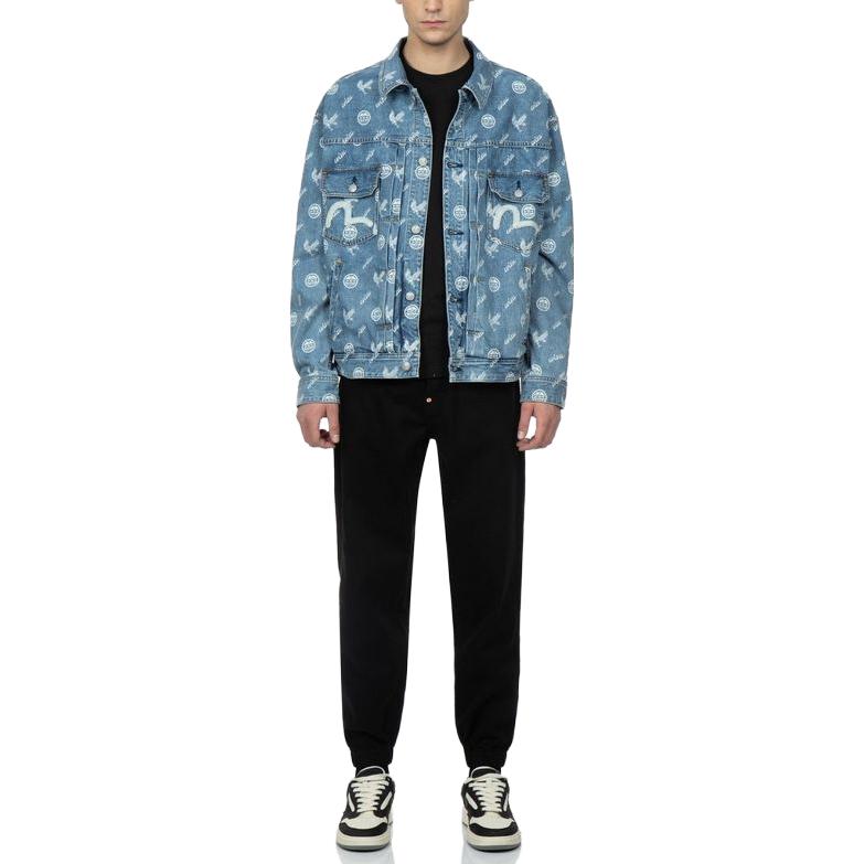 EVISU  Single-Breasted Denim Jacket with Print in Blue. 2ESHTM3DJ114LFCT 圖 7