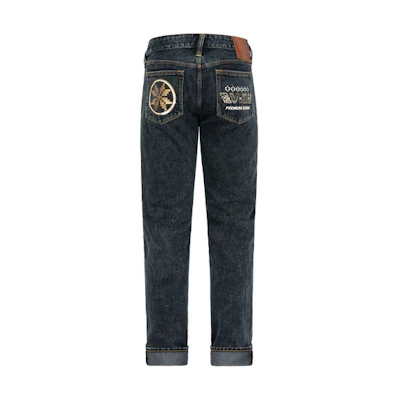 EVISU Slim Fit Black Jeans with Fair Isle Pattern and Logo Print. 2EAHTM3JE105817CT