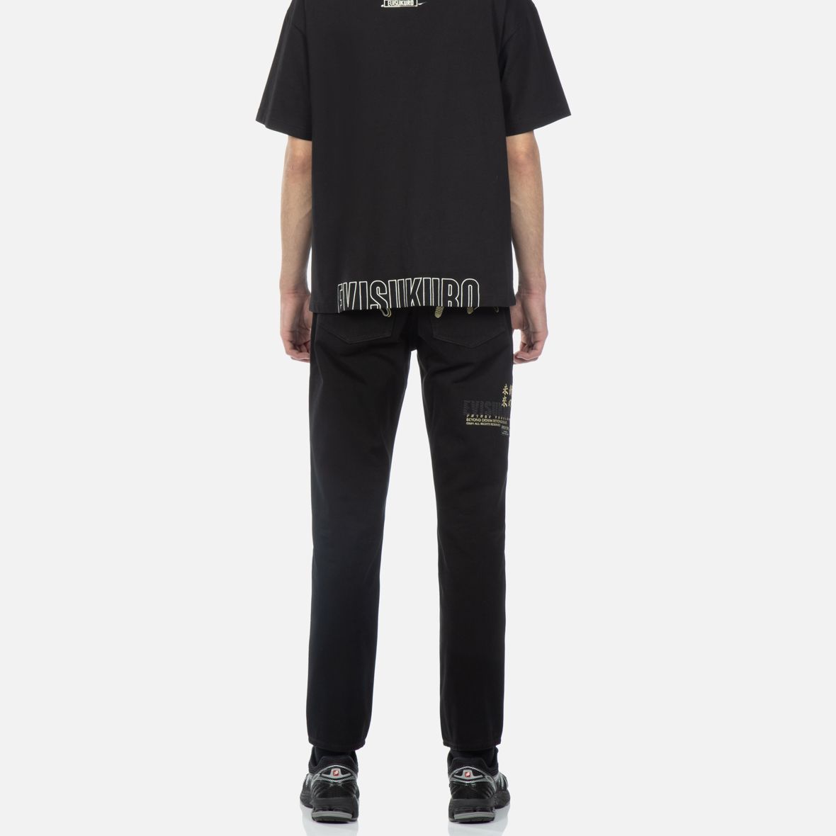 Sizing 에비수 슬림핏 블랙 진 시걸 로고 자수. 2ESGNM3PT21917CT