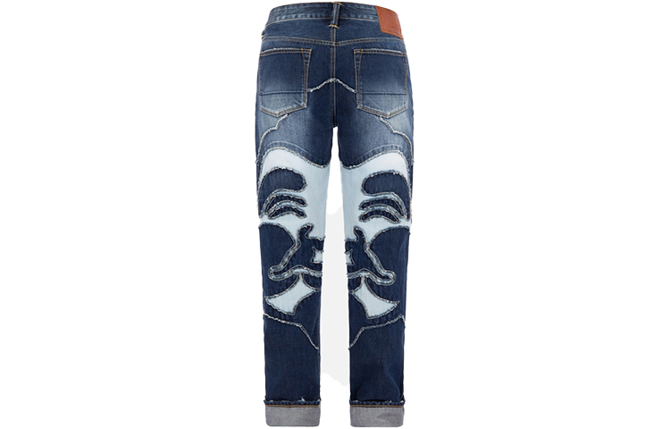 EVISU  Slim Fit Distressed Buddha Patch Straight Denim Jeans - Blue 2EAHTM2JE10110CT 圖 3