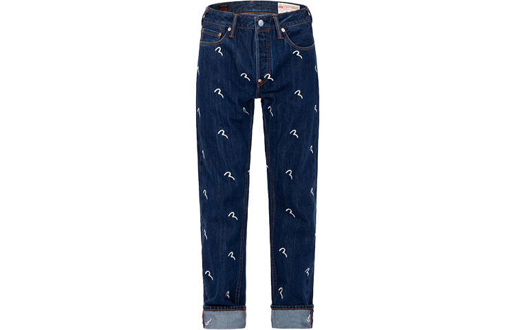EVISU  Slim Fit Jeans Blue Denim with All-Over Seagull Embroidery 2EAHTM2JE10510CT 圖 2