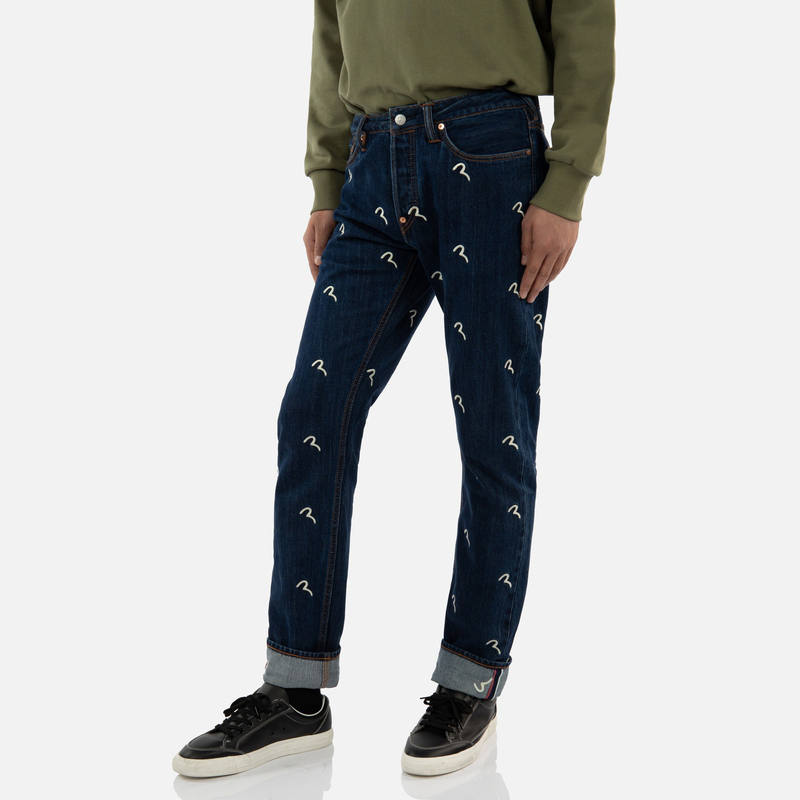 EVISU  Slim Fit Jeans Blue Denim with All-Over Seagull Embroidery 2EAHTM2JE10510CT 圖 4