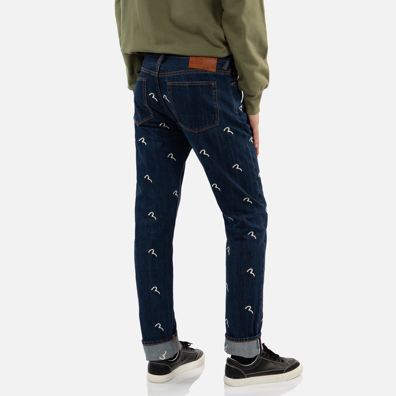 EVISU  Slim Fit Jeans Blue Denim with All-Over Seagull Embroidery 2EAHTM2JE10510CT 圖 5