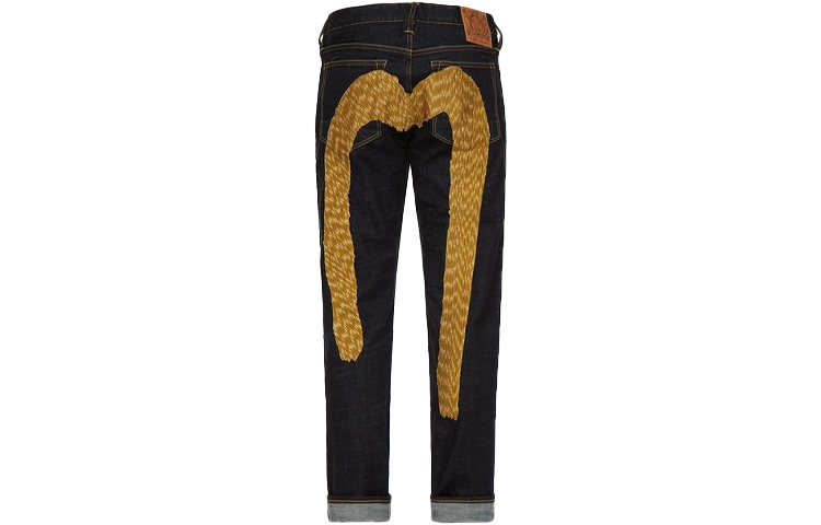 EVISU  Slim Fit Jeans with Color Brushstroke Big M Embroidery - Denim Blue 2EAHTM1JE90617CS