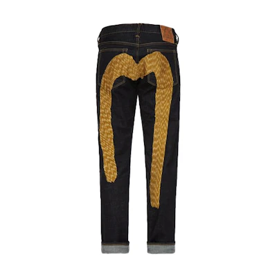 EVISU Slim Fit Jeans with Color Brushstroke Big M Embroidery - Denim Blue 2EAHTM1JE90617CS