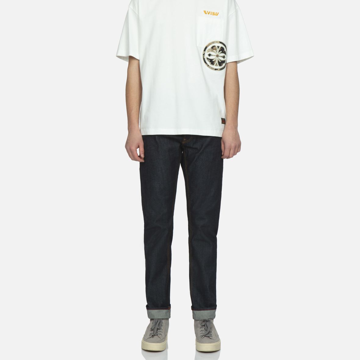 Details for EVISU 藍色丹寧刺繡鷹圖大M修身牛仔褲 2ESHTM3JE92117CS