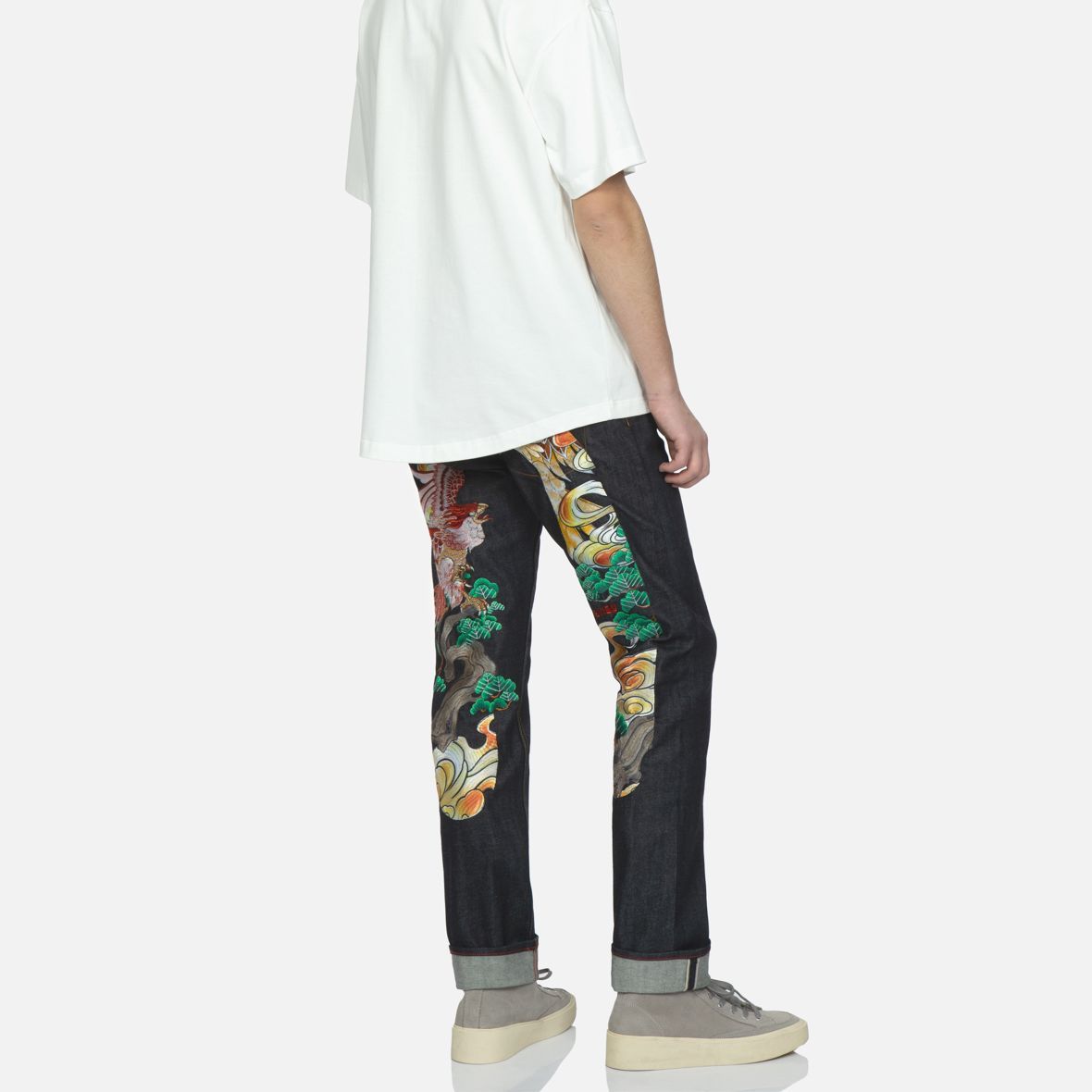 Sizing EVISU 藍色丹寧刺繡鷹圖大M修身牛仔褲 2ESHTM3JE92117CS