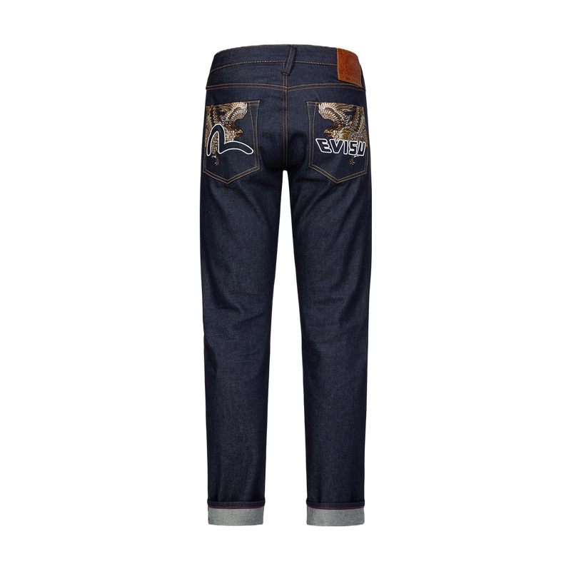 EVISU  Slim Fit Jeans with Kamon & Seagull Embroidery in Denim Blue 2ESHTM3JE15710CT
