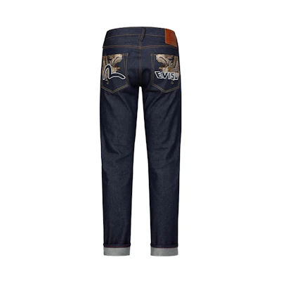 EVISU Slim Fit Jeans with Kamon & Seagull Embroidery in Denim Blue 2ESHTM3JE15710CT