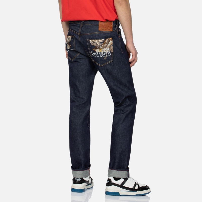 Purchase EVISU 修身丹寧牛仔褲(藍色)搭配家紋與海鷗刺繡 2ESHTM3JE15710CT