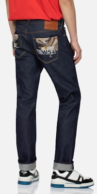 EVISU 修身丹寧牛仔褲(藍色)搭配家紋與海鷗刺繡 2ESHTM3JE15710CT Purchase EVISU 修身丹寧牛仔褲(藍色)搭配家紋與海鷗刺繡 2ESHTM3JE15710CT