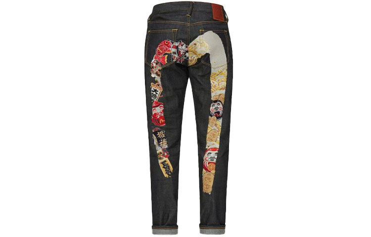 EVISU  Slim Fit Jeans with Patchwork Big M Embroidery in Denim Blue 2ESHTM1JE91517