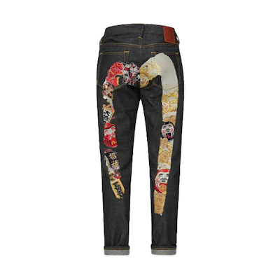 EVISU Slim Fit Jeans with Patchwork Big M Embroidery in Denim Blue 2ESHTM1JE91517