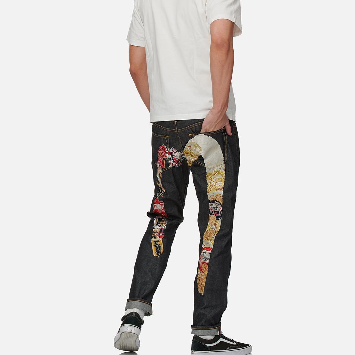 Details for EVISU修身牛仔裤带拼接大M刺绣蓝色丹宁 2ESHTM1JE91517