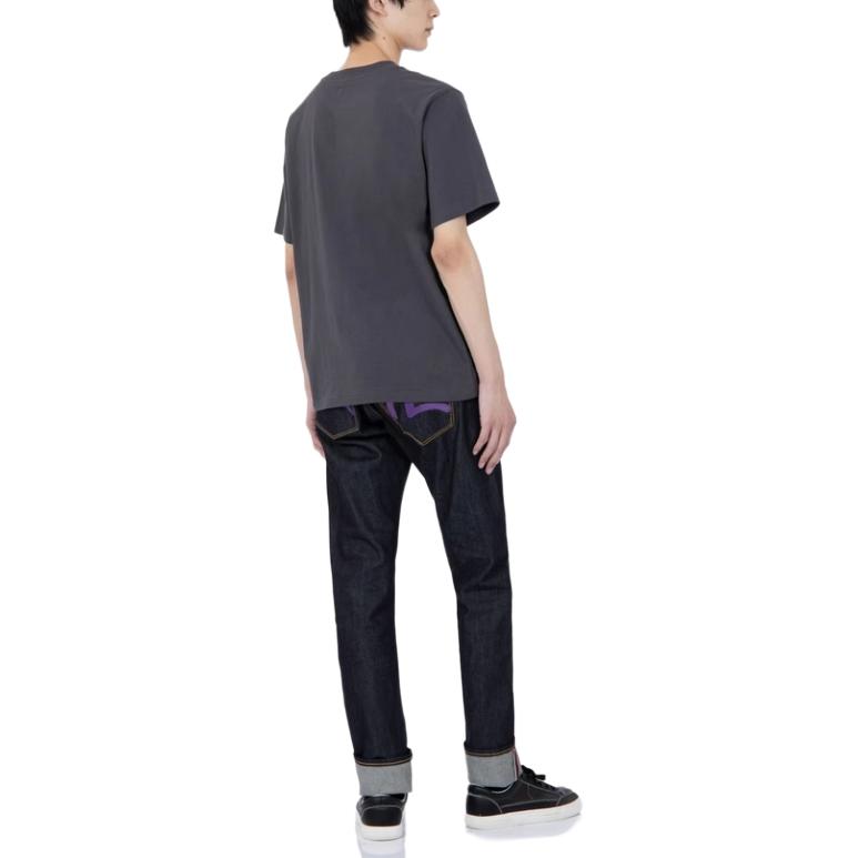 Sizing EVISU修身生牛仔褲紫色海鷗設計-牛仔藍。 0ELBSM0JE22417CT