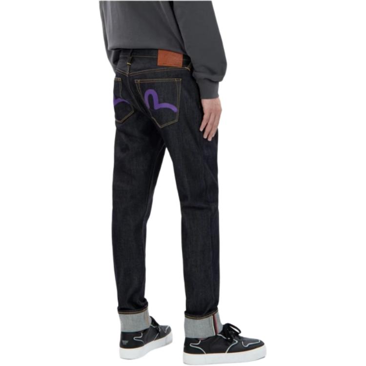 Cheap EVISU修身生牛仔褲紫色海鷗設計-牛仔藍。 0ELBSM0JE22417CT