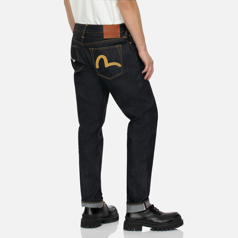 Shop EVISU 修身海鸥印花口袋牛仔裤 蓝色 2EAHTM4JE104917FL