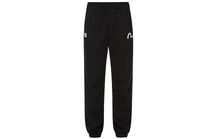 Lookbook EVISU スリムジョガースウェットパンツ スローガン入りビッグMプリント - ブラック 2ESHTM2SP306STCT