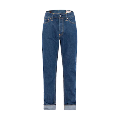 EVISU Slim Straight Leg Jeans Big M Print Denim Blue. 2EAHTM2JE90417CT