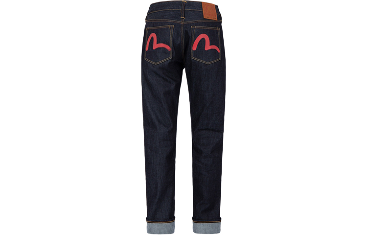 Lookbook EVISU Jeans Azul Slim Straight Raw Denim con Diseño de Gaviota Roja Pequeña 0ELBSM0JE21117CT